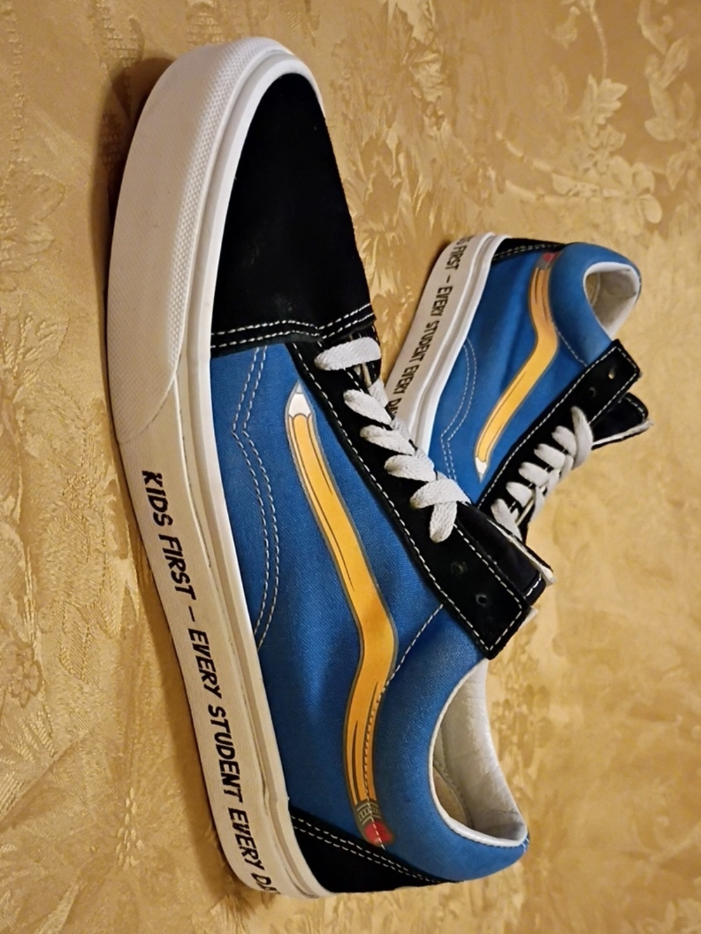 VANS Blue Suede And Canvas Skate with Yellow Accent Women's 9.5 Men's 8.0